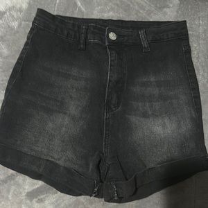 black jean shorts